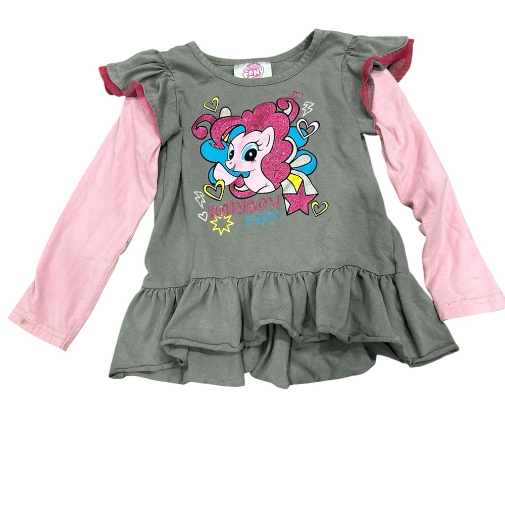 My Little Pony Pink and Gray Long Sleeve Tees with Ruffle Details